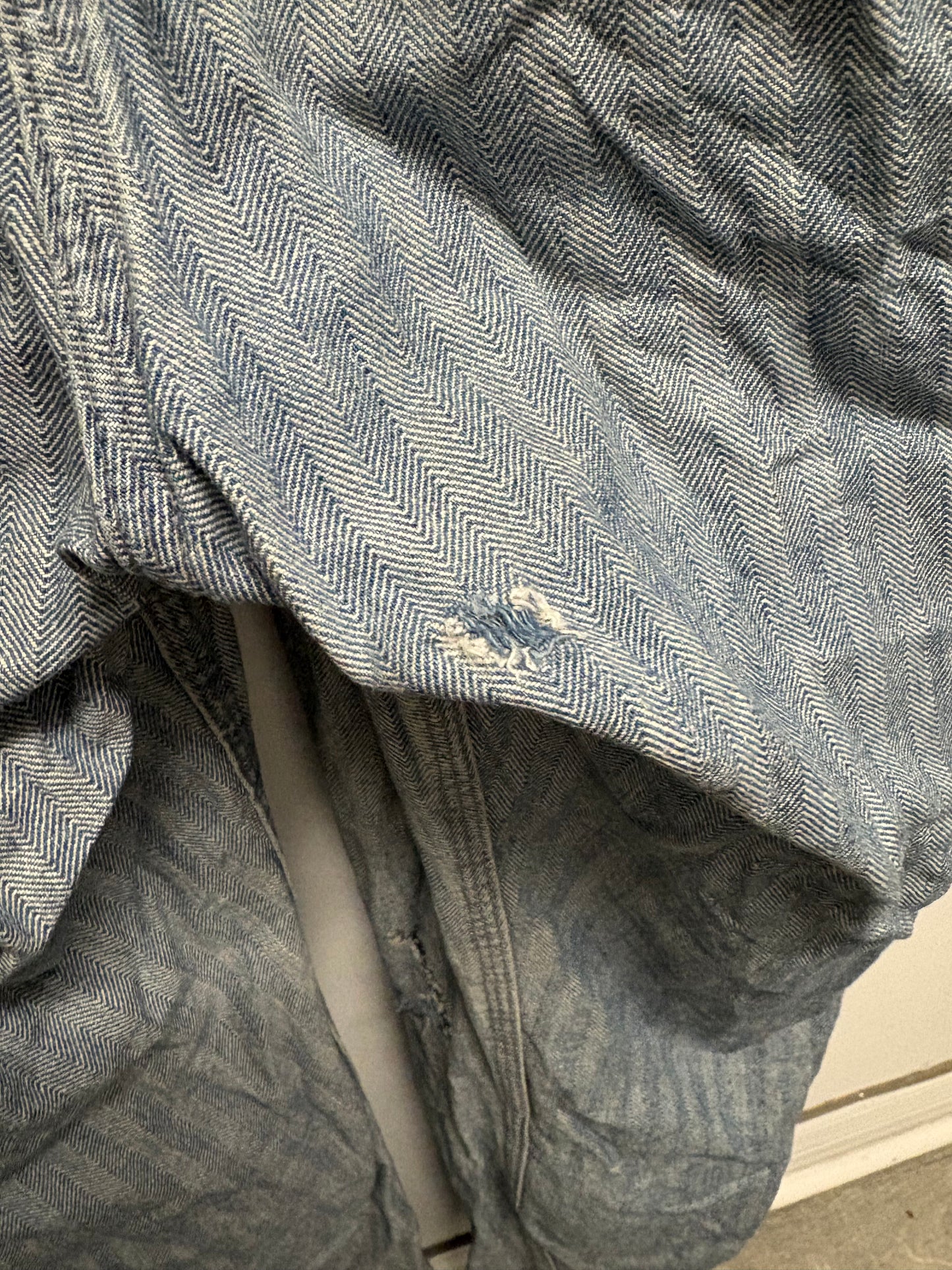 OshKosh-B’Gosh Coveralls | Vintage Herringbone Striped Denim Workwear Jumpsuit | Classic Utility One Piece