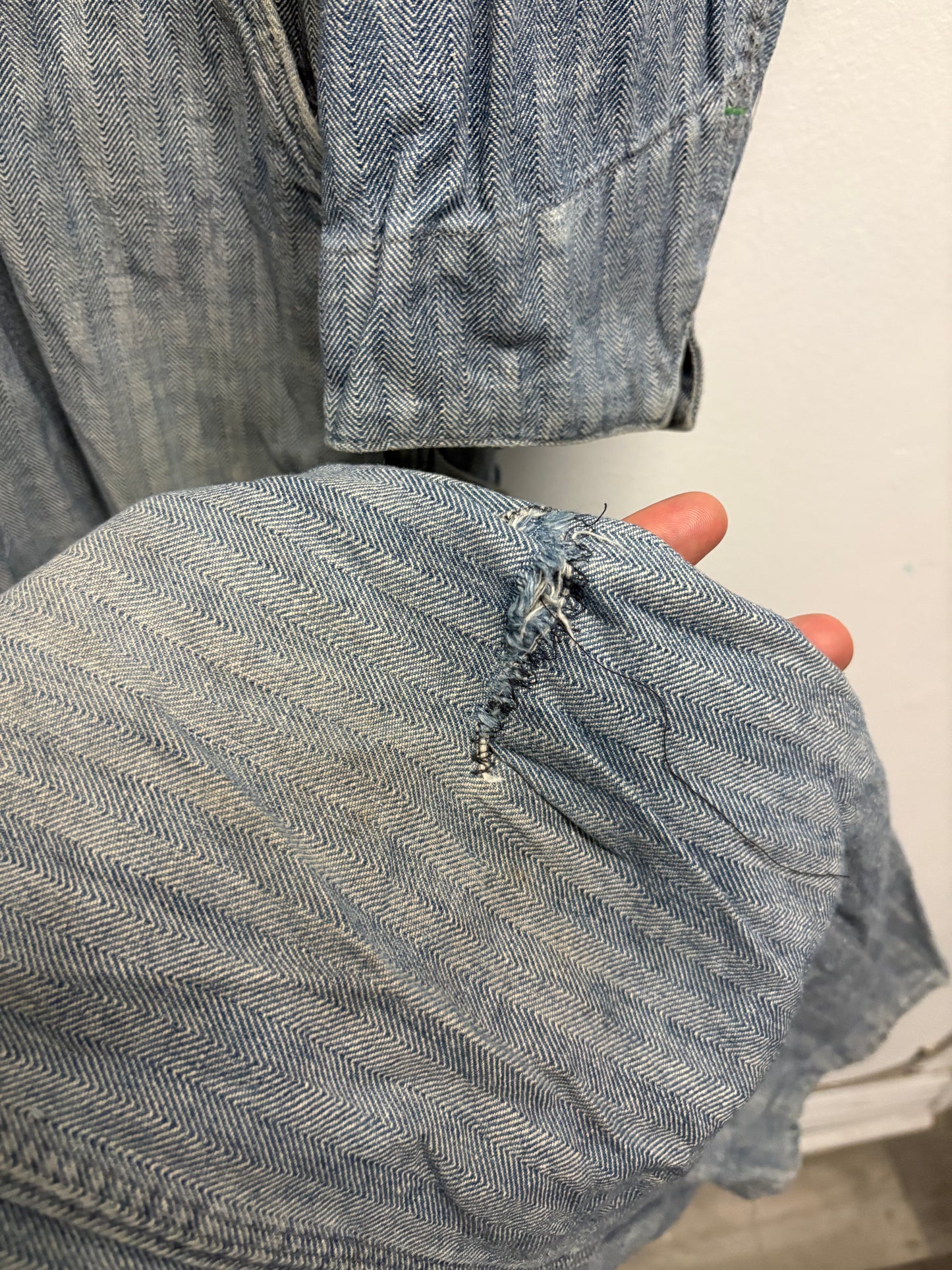 OshKosh-B’Gosh Coveralls | Vintage Herringbone Striped Denim Workwear Jumpsuit | Classic Utility One Piece