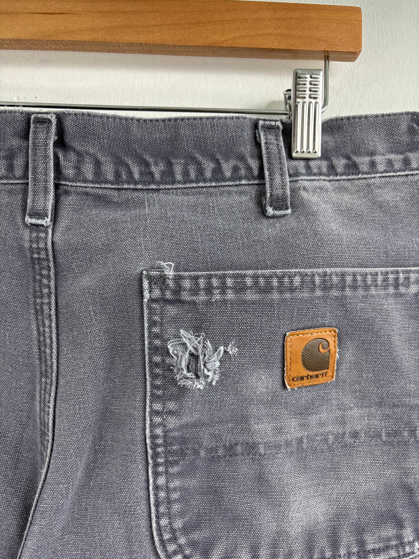 Carhartt Work Pants | Vintage Faded Grey Distressed Carpenter Trousers | Rugged Utility Workwear