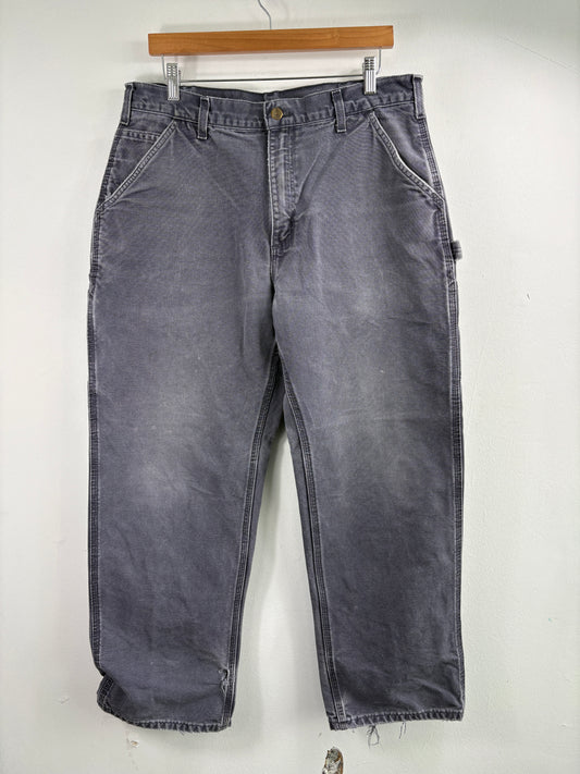 Carhartt Work Pants | Vintage Faded Grey Distressed Carpenter Trousers | Rugged Utility Workwear