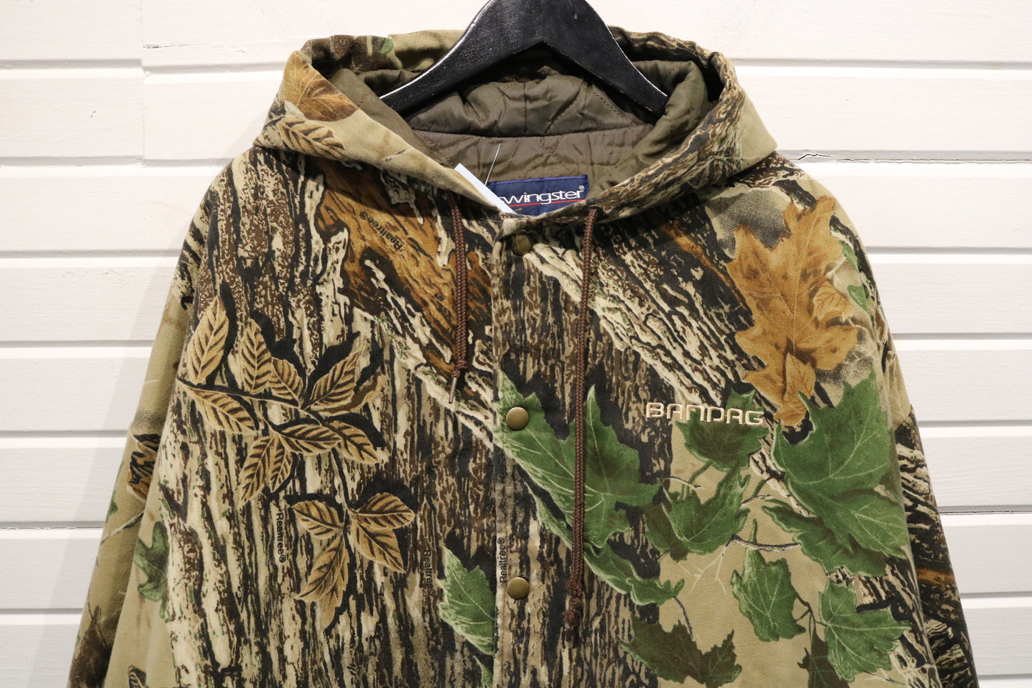 Swingster Woodland Camo Hooded Jacket | Vintage 90s Leaf Print Outdoor Coat | Realtree Style Hunting Outerwear