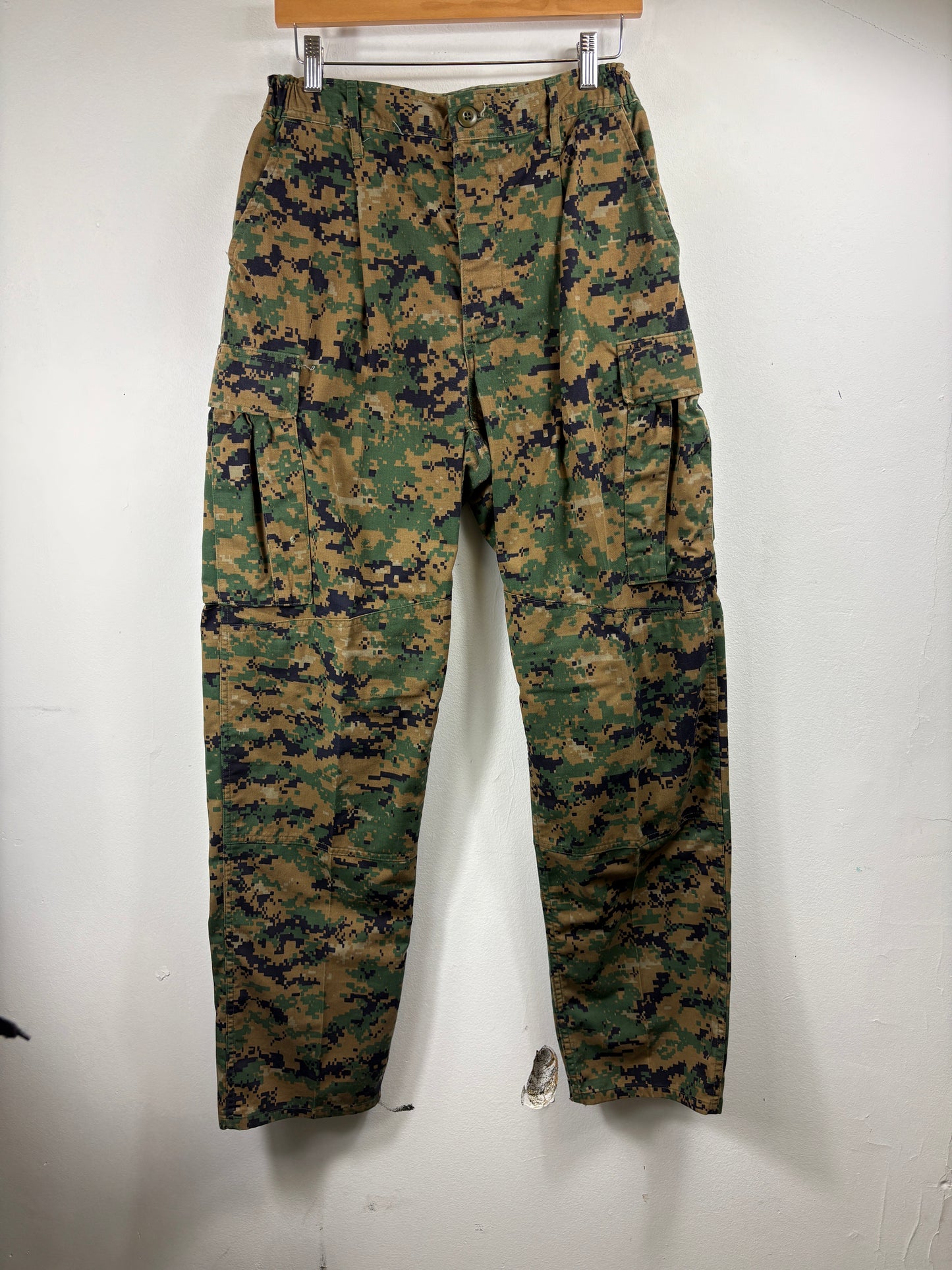 Digital Camo Cargo Pants | Vintage Military Surplus Woodland Pattern Trousers | Classic Utility Outdoor Gear