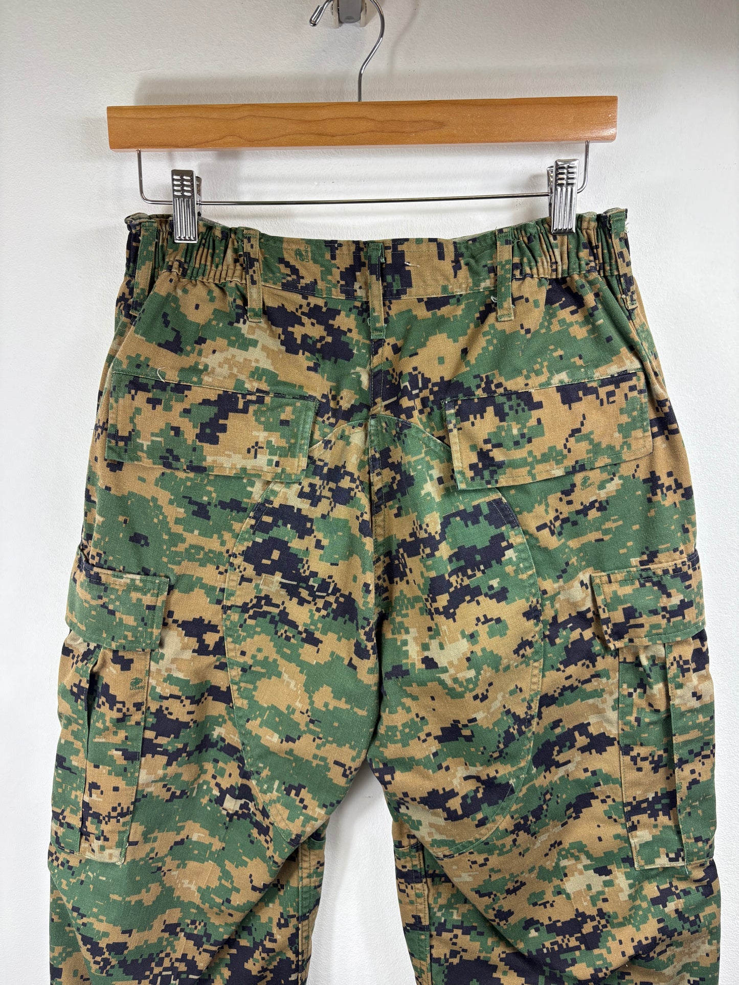 Digital Camo Cargo Pants | Vintage Military Surplus Woodland Pattern Trousers | Classic Utility Outdoor Gear