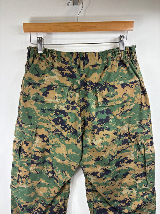 Digital Camo Cargo Pants | Vintage Military Surplus Woodland Pattern Trousers | Classic Utility Outdoor Gear