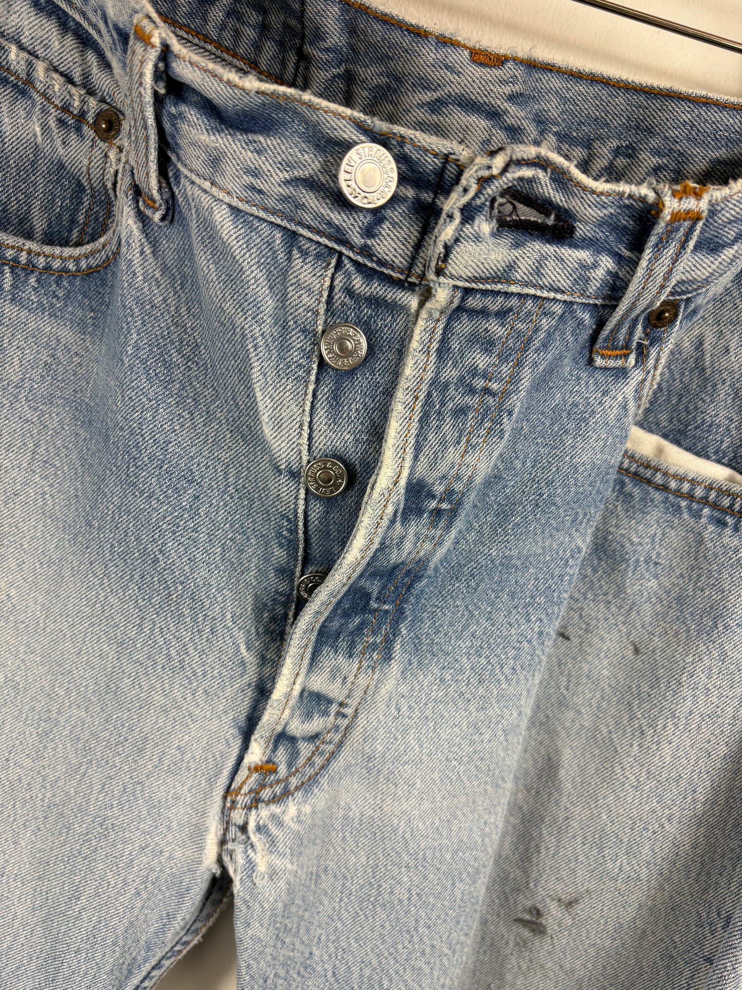 Levi's 501 Jeans | Vintage 1990s Distressed Light-Wash Denim Pants | Classic Straight Fit