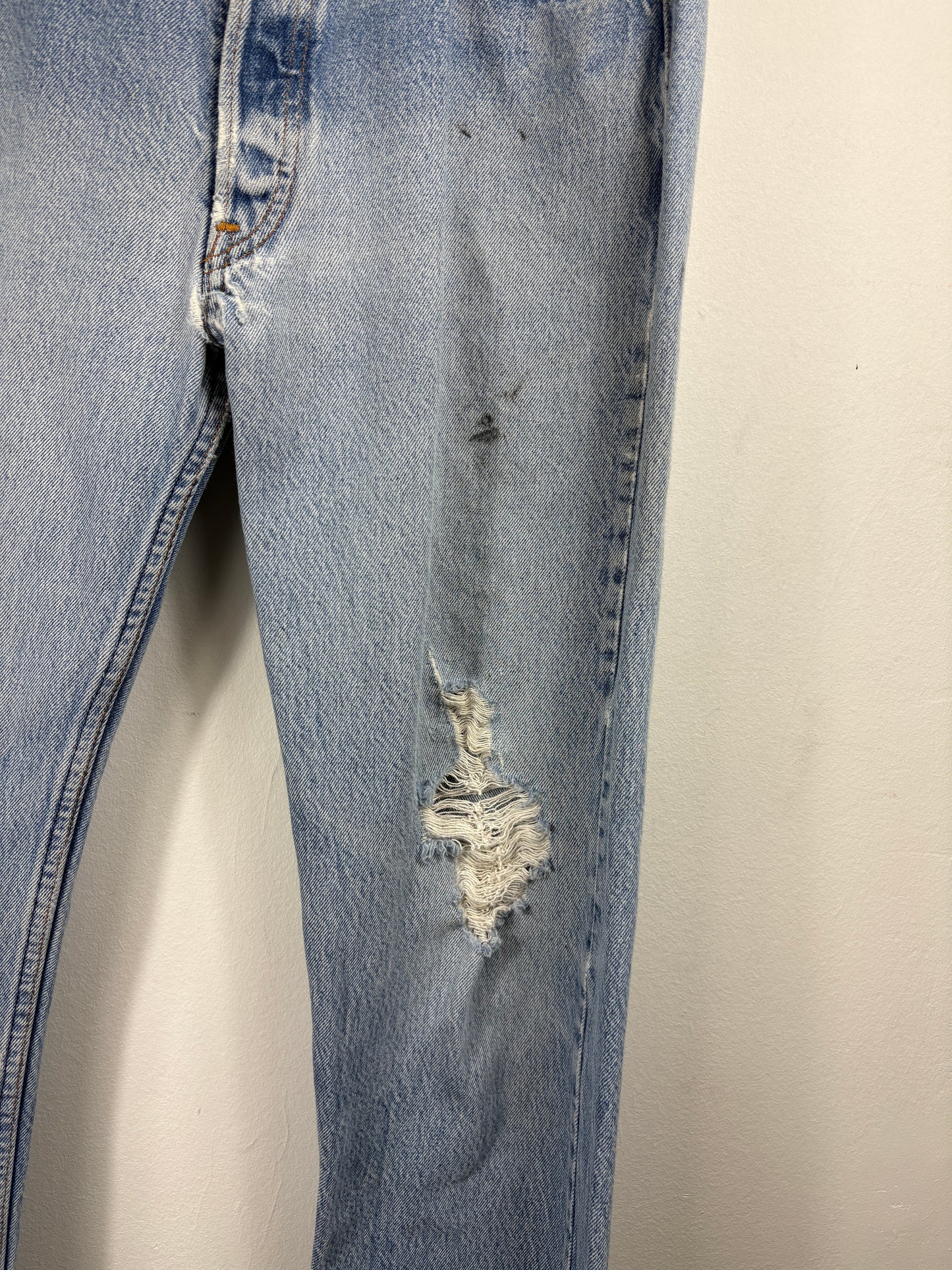 Levi's 501 Jeans | Vintage 1990s Distressed Light-Wash Denim Pants | Classic Straight Fit