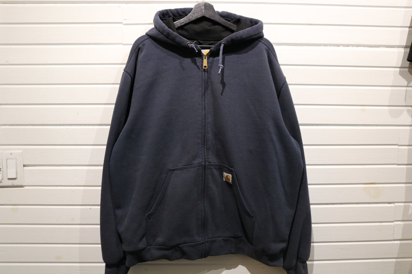 Carhartt Zip-Up Hoodie | Vintage 2000s Workwear Sweatshirt | Classic Navy Blue Full Zip