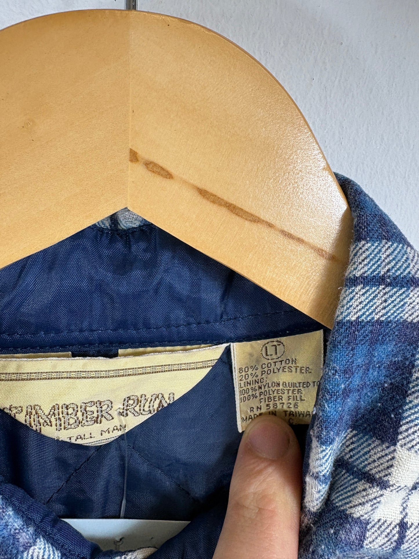 Timber-Run Plaid Button-Up Shirt | Vintage Quilted Lined Workwear Flannel | Men's Classic Blue Check Shirt