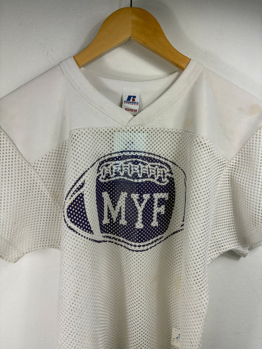 Russell-Athletic MYF Mesh Jersey | Vintage Football Practice Shirt White | Youth Athletic Top