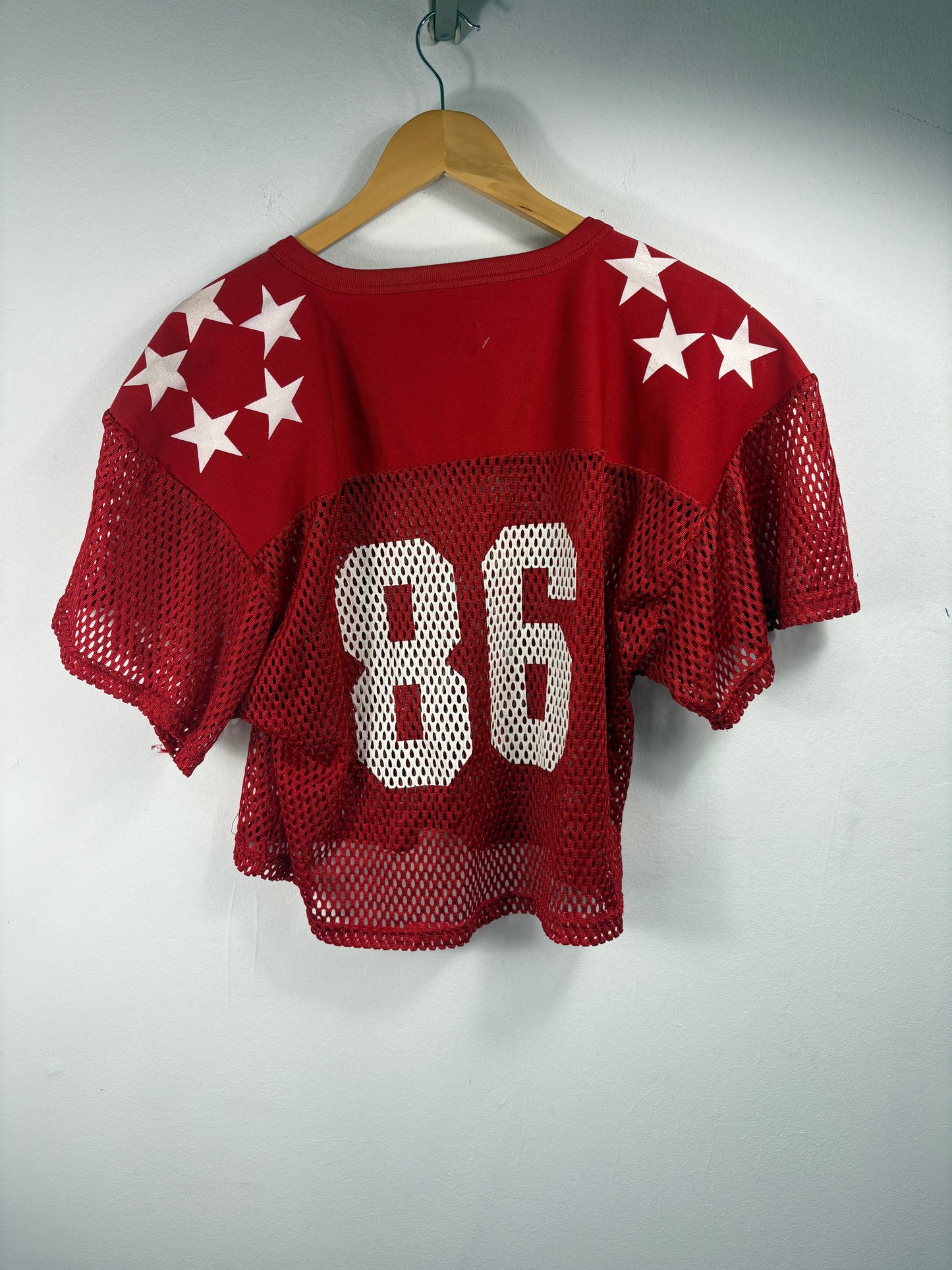 Classic-Selections Northwest Ohio Coaches Mesh Jersey | Vintage 1980s Star Print Sports Top | Red Cropped Athletic Tee