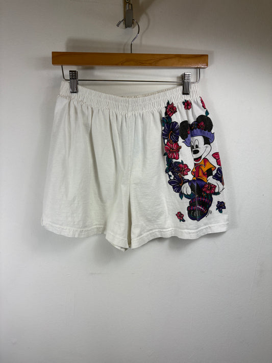Mickey-Unlimited Disney Shorts | Vintage 90s Minnie Mouse Floral Graphic Shorts | Cartoon Lounge Apparel