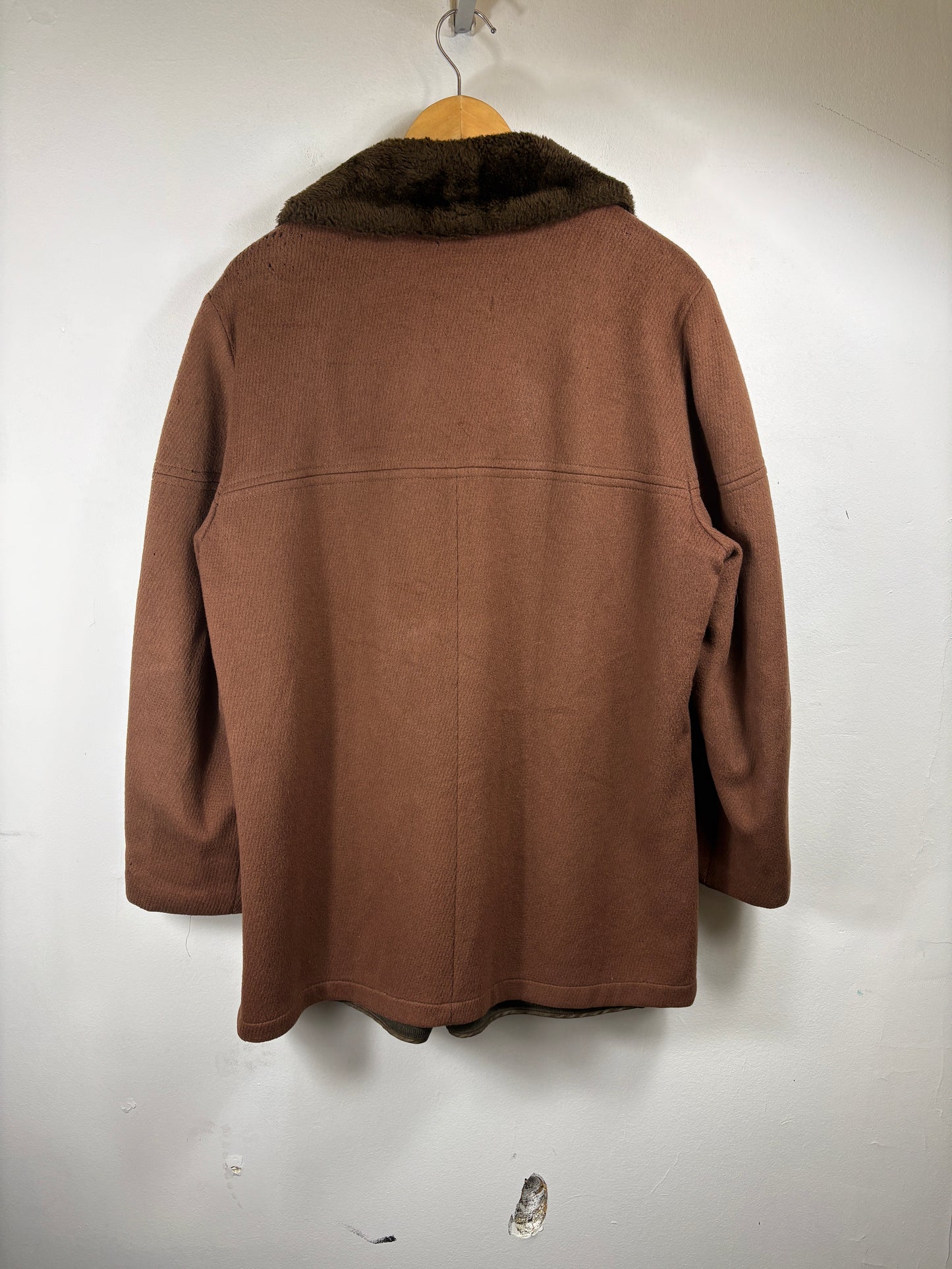 North-Point Wool Coat | Vintage 1960s Brown Fur Collar Jacket | Classic Outerwear