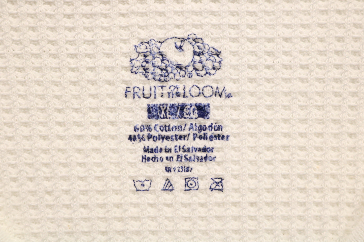 Fruit-of-the-Loom Thermal Waffle Knit Shirt | Vintage Long Sleeve Crewneck Thermal Top | Classic White Layering Shirt