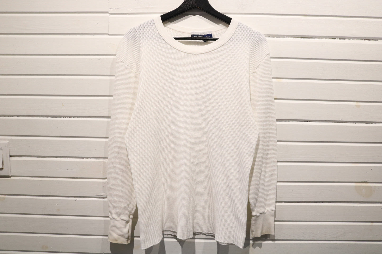 Cherokee Waffle Knit Shirt | Vintage Long Sleeve Thermal Top | Classic White Winter Layer