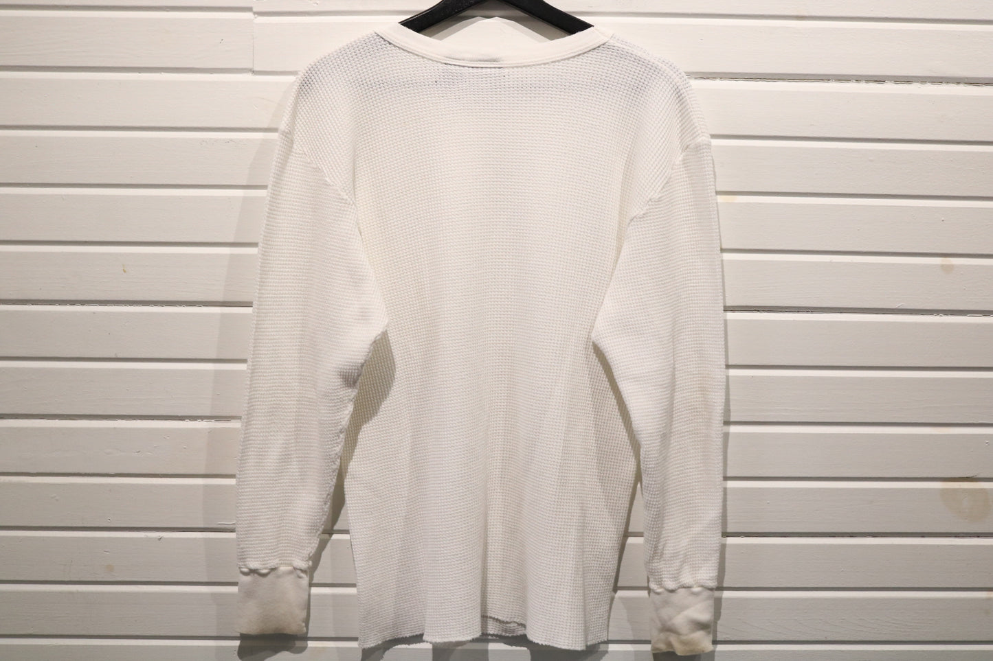 Cherokee Waffle Knit Shirt | Vintage Long Sleeve Thermal Top | Classic White Winter Layer