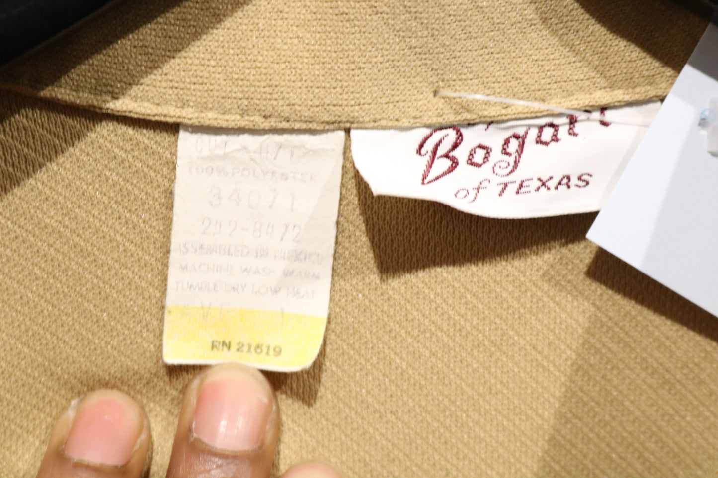 Bogart of-Texas Western Shirt | Vintage 70s Snap Button Tan Long Sleeve Top | Cowboy Style Shirt
