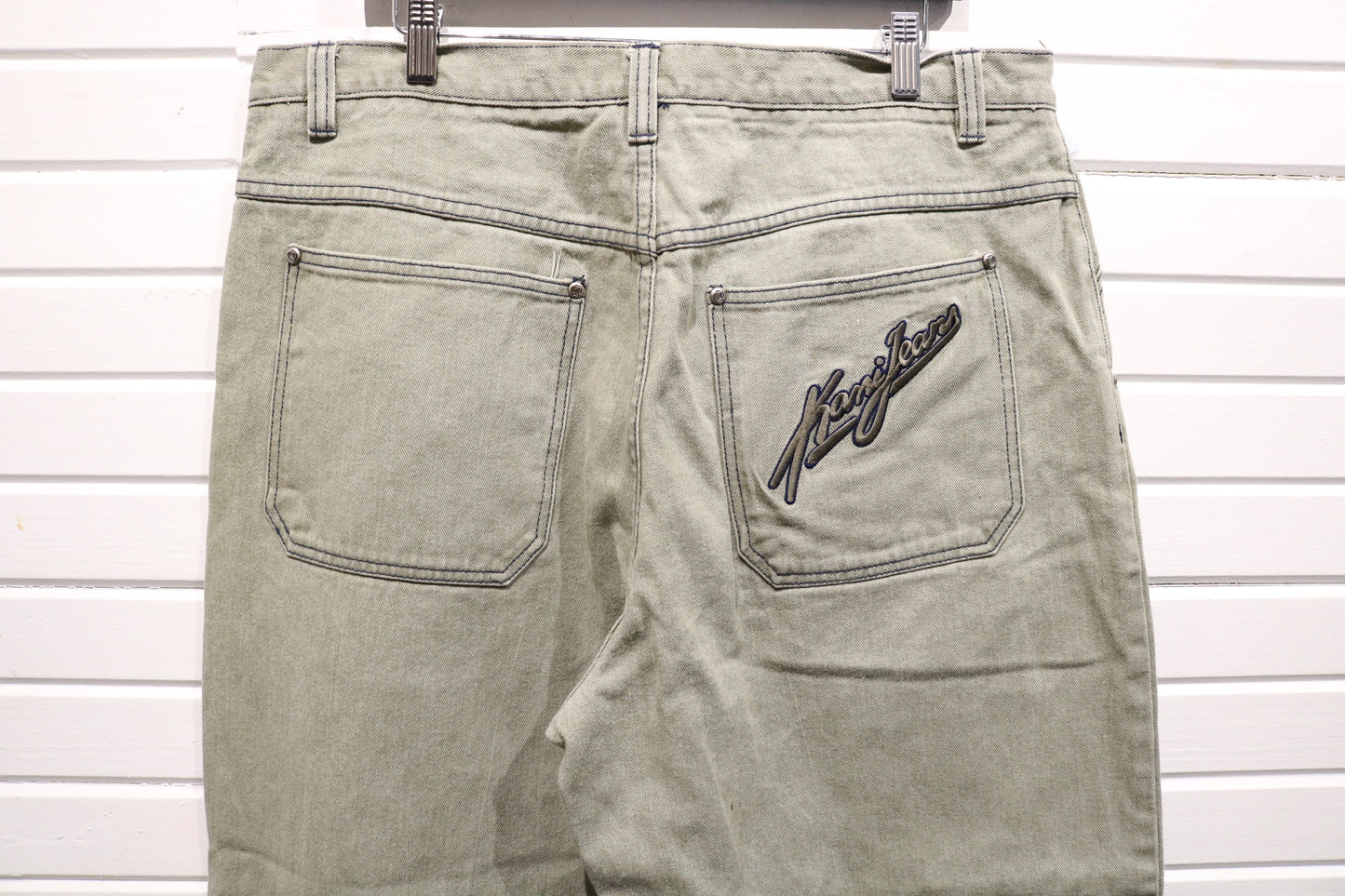 Kanji-Jeans Pants | Vintage 90s Embroidered Back Pocket Denim Pants | Classic Straight Fit