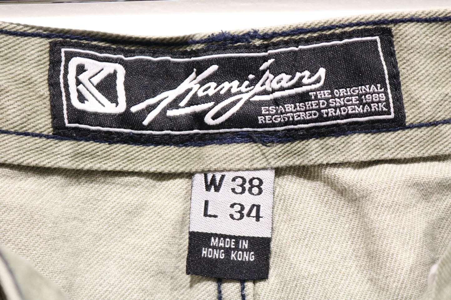 Kanji-Jeans Pants | Vintage 90s Embroidered Back Pocket Denim Pants | Classic Straight Fit