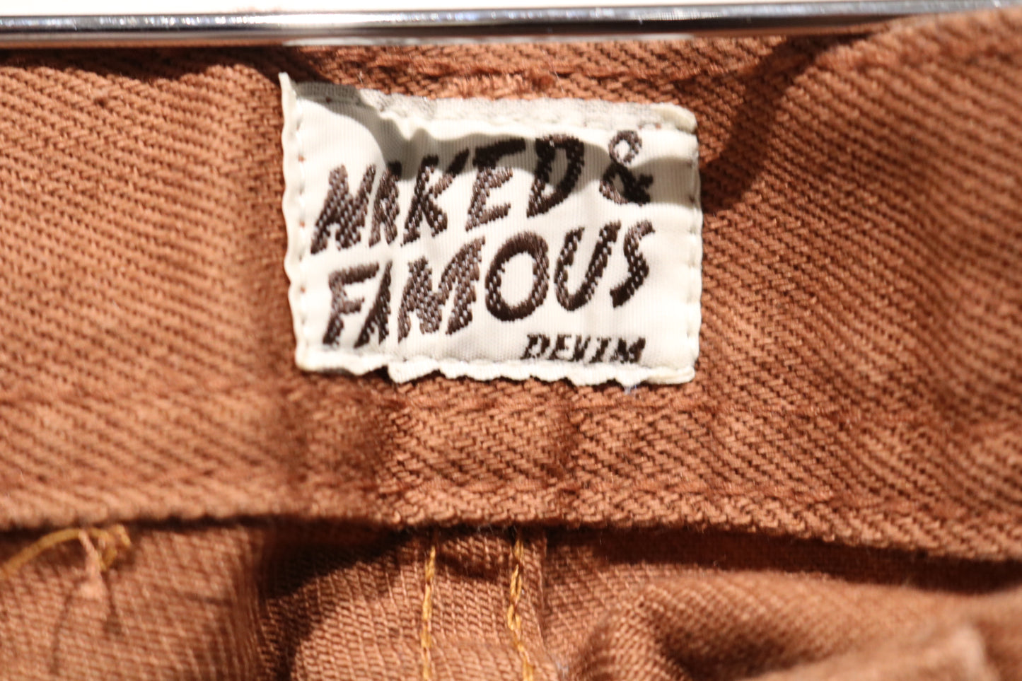 Naked-Famous Rust Selvedge Chino Pants | Vintage WeirdGuy Classic Workwear Trousers | Men's Cotton Straight Fit