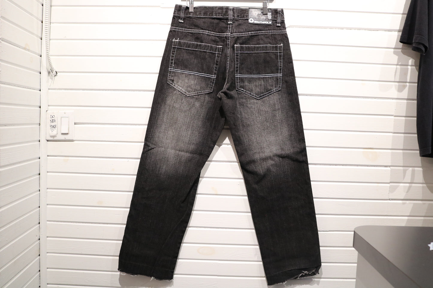 Southpole Jeans | Vintage 2000s Distressed Black Denim Pants | Contrast Stitch Urban Style