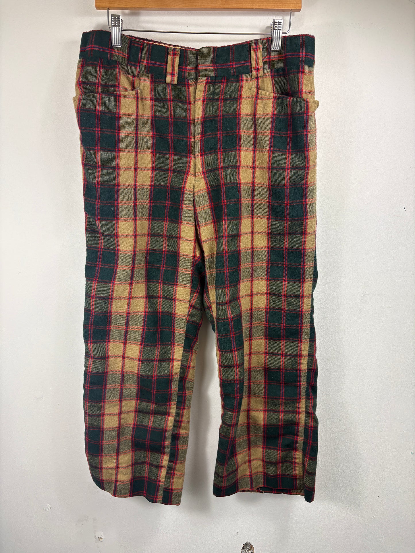 Plaid Wool Trousers | Vintage 1970s Talon Zipper Classic Straight-Leg Pants | Men's Statement Bottoms
