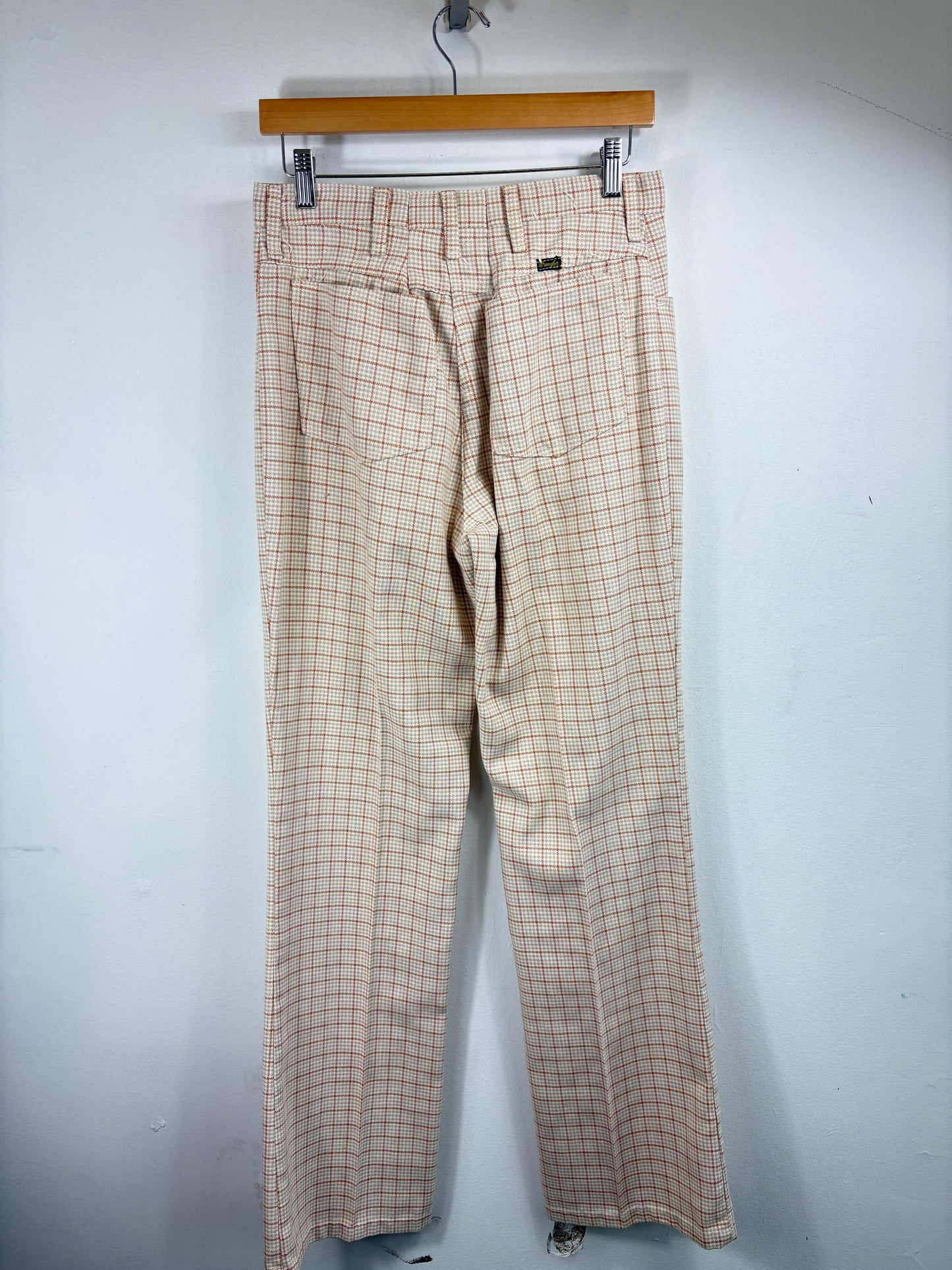 Wrangler Plaid Trousers | Vintage 1970s Wide Leg Checkered Dress Pants | Retro Patterned Menswear