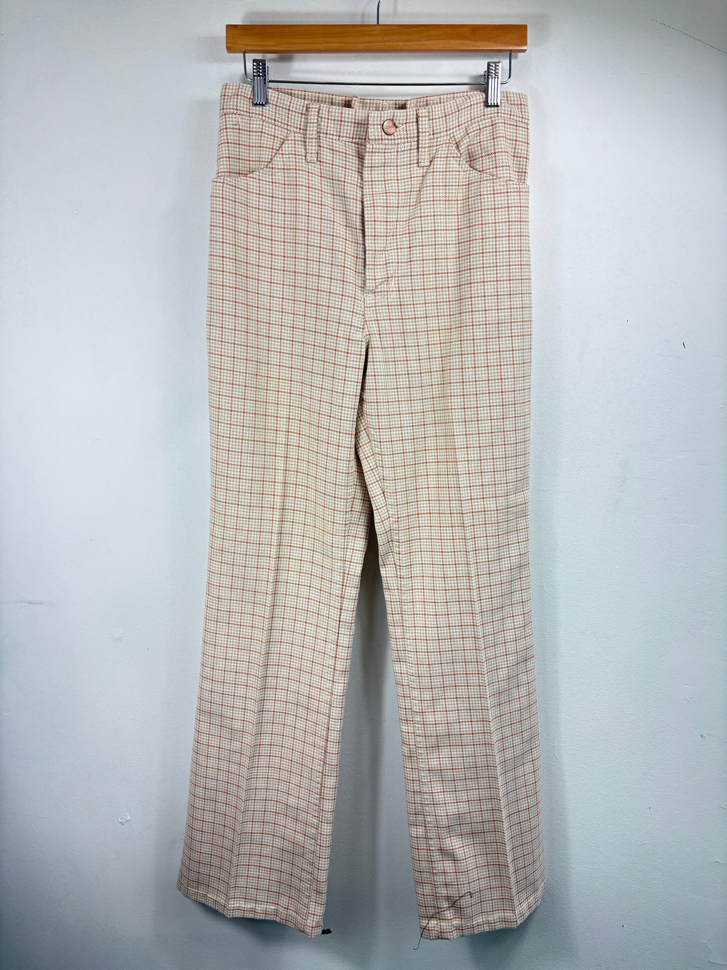 Wrangler Plaid Trousers | Vintage 1970s Wide Leg Checkered Dress Pants | Retro Patterned Menswear
