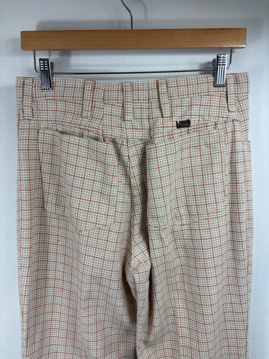 Wrangler Plaid Trousers | Vintage 1970s Wide Leg Checkered Dress Pants | Retro Patterned Menswear