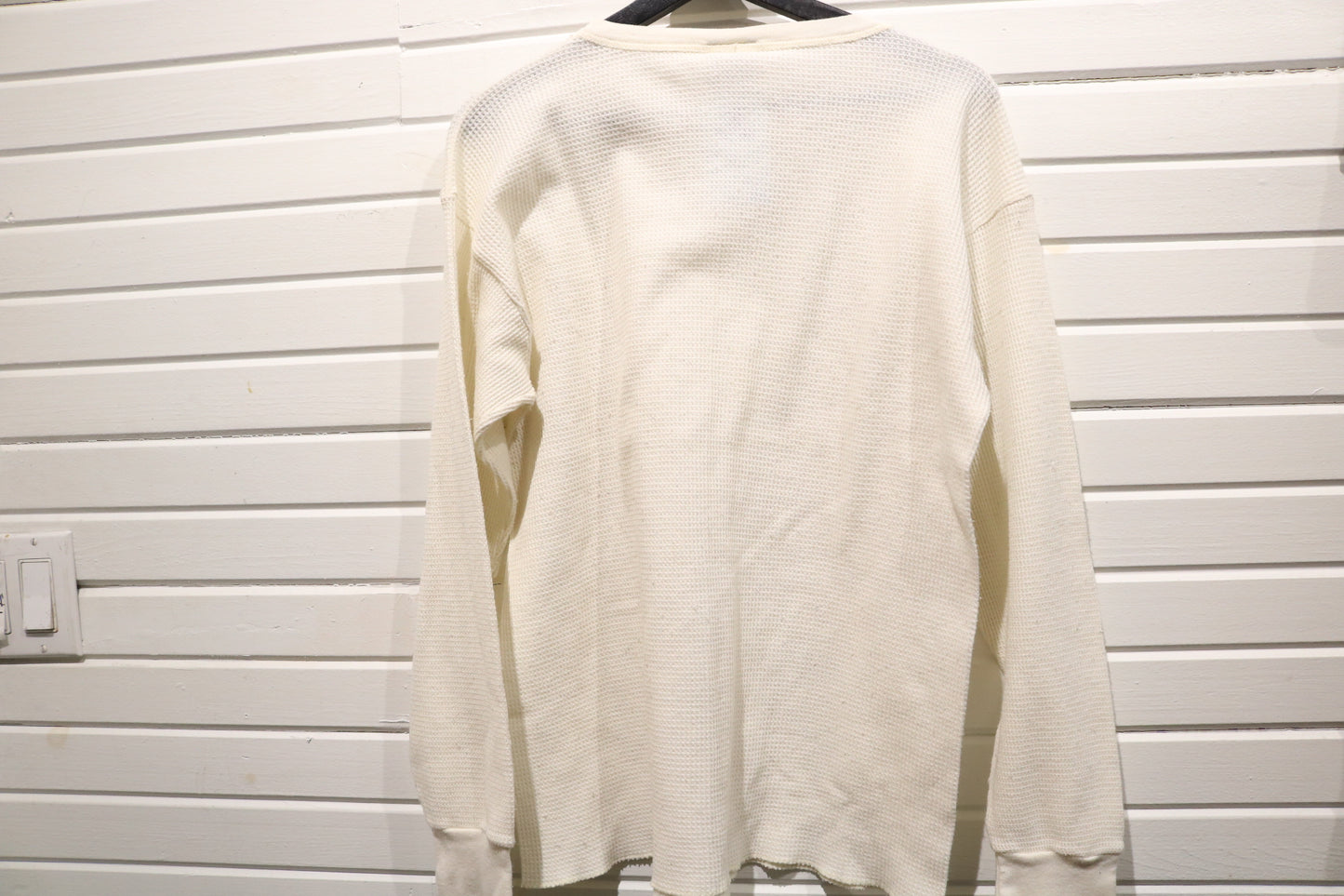 Fruit-of-the-Loom Thermals Shirt | Vintage Waffle Knit Cream Long Sleeve Top | Classic Thermal Layer