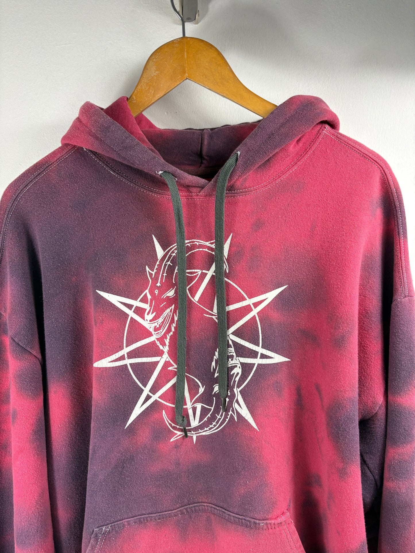 Slipknot Tie-Dye Hoodie | Vintage Band Graphic Sweatshirt | Distressed Red-Black Pullover