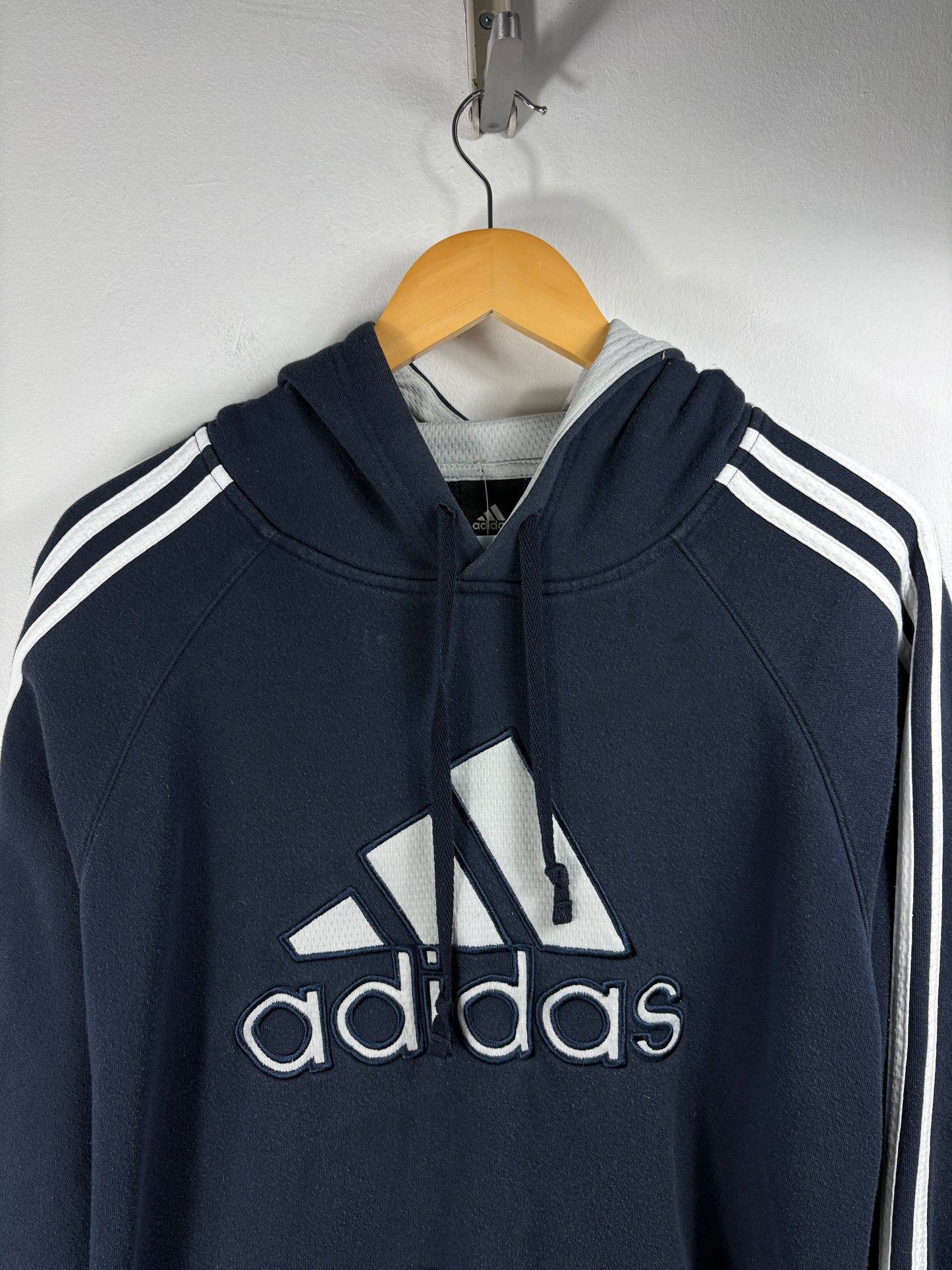 Adidas Hoodie | Vintage 2000s Three-Stripes Navy Sweatshirt | Classic Sports Pullover
