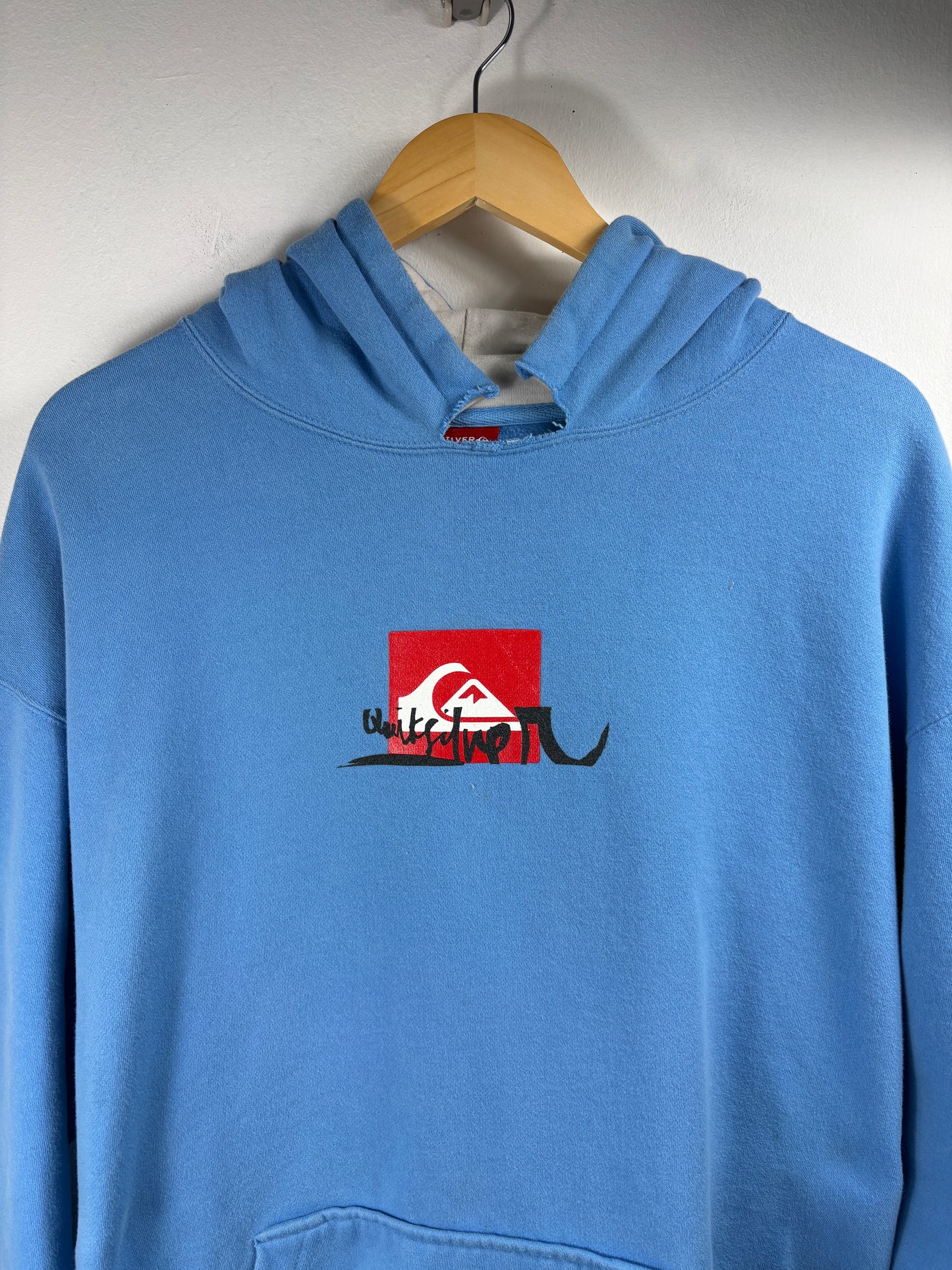 Quiksilver Hoodie Sweatshirt | Vintage 2000s Blue Surf Pullover | Classic Skate Beachwear