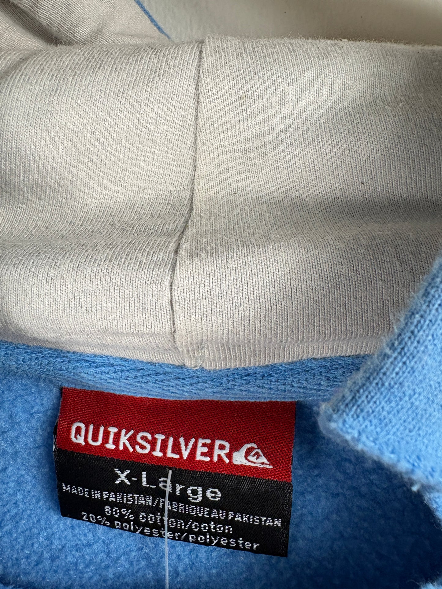 Quiksilver Hoodie Sweatshirt | Vintage 2000s Blue Surf Pullover | Classic Skate Beachwear