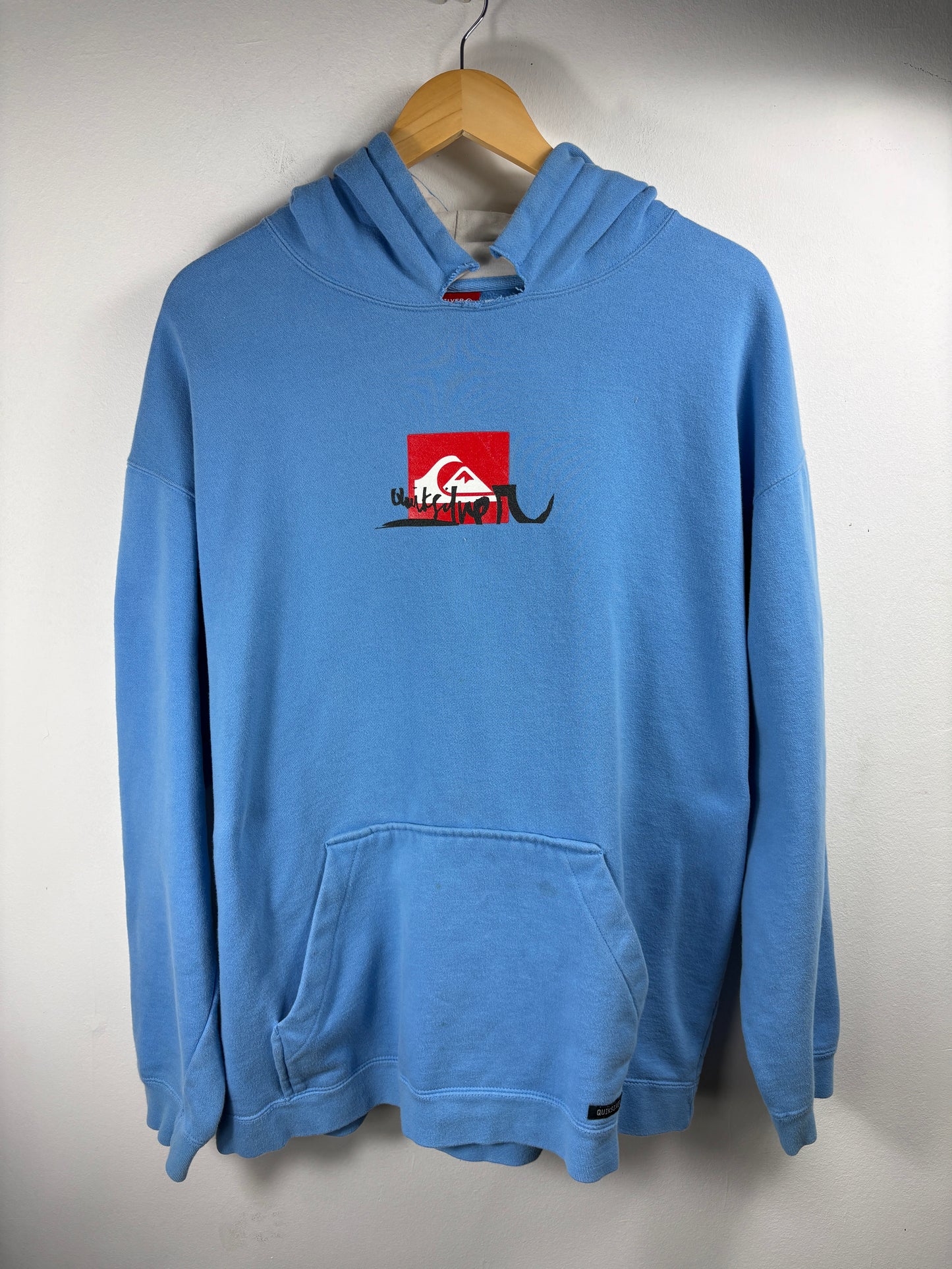 Quiksilver Hoodie Sweatshirt | Vintage 2000s Blue Surf Pullover | Classic Skate Beachwear