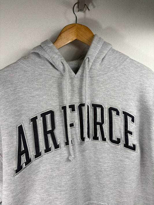 Air Force Hoodie Sweater | Vintage Collegiate Grey Pullover Sweatshirt | Classic Campus Style