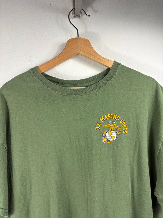 U.S.-Marine-Corps T-Shirt | Vintage Military Graphic Shirt | Olive Green Armed Forces Tee