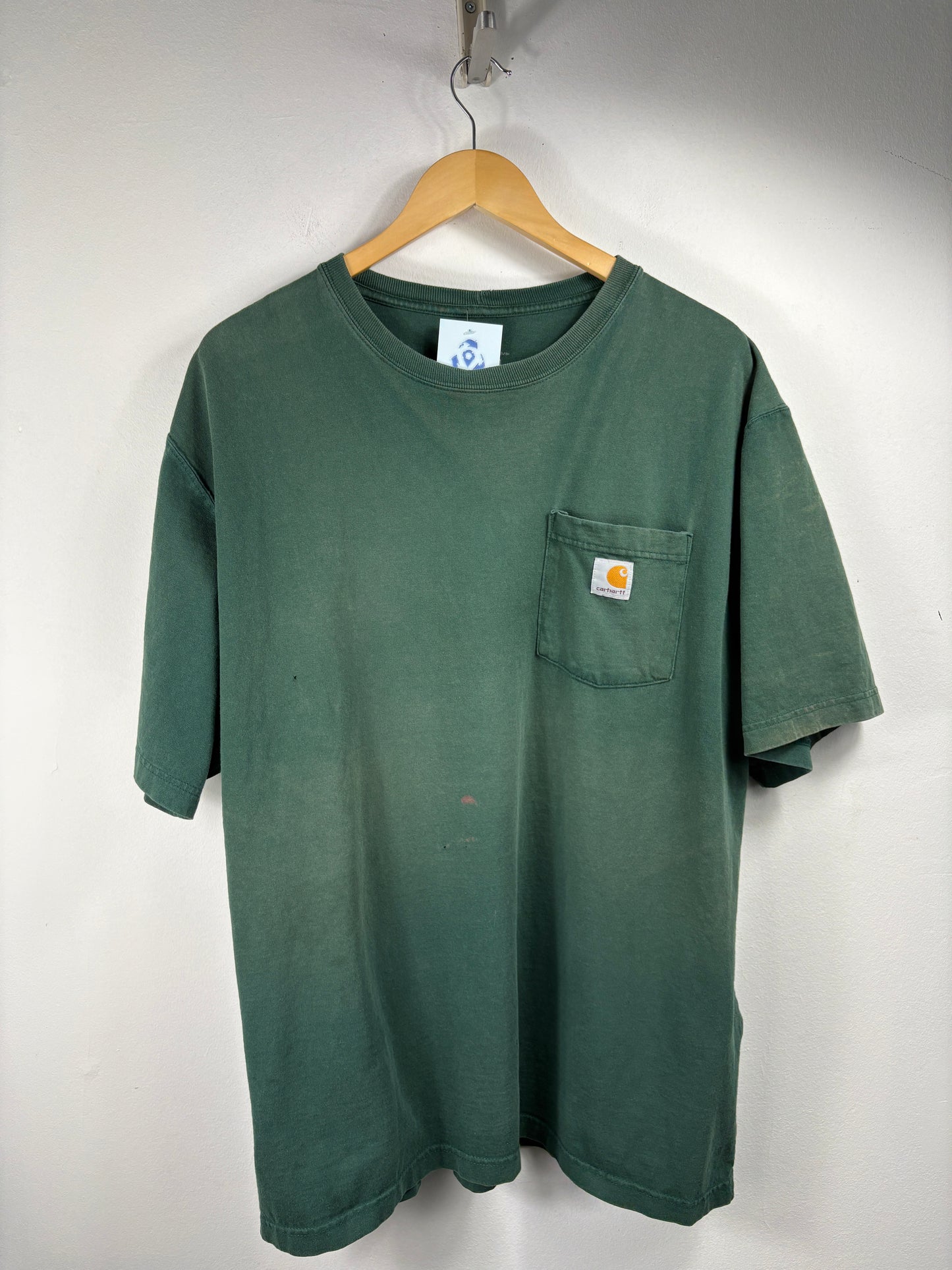 Carhartt T-Shirt | Vintage Work Short Sleeve Pocket Tee | Classic Faded Green Menswear