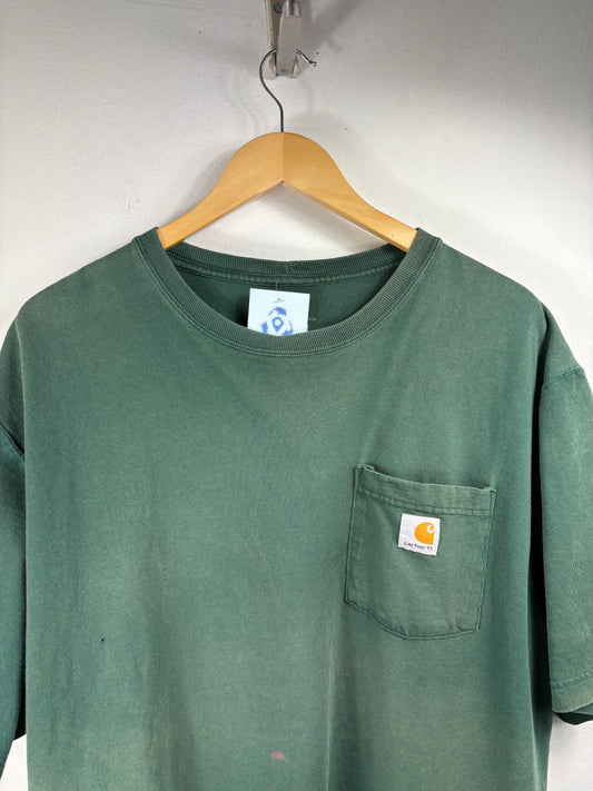 Carhartt T-Shirt | Vintage Work Short Sleeve Pocket Tee | Classic Faded Green Menswear