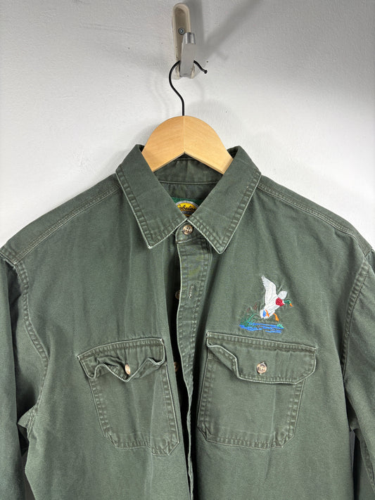 Cabela's Outdoor Shirt | Vintage Mallard Embroidered Button-Up | 100% Cotton Men's Workwear