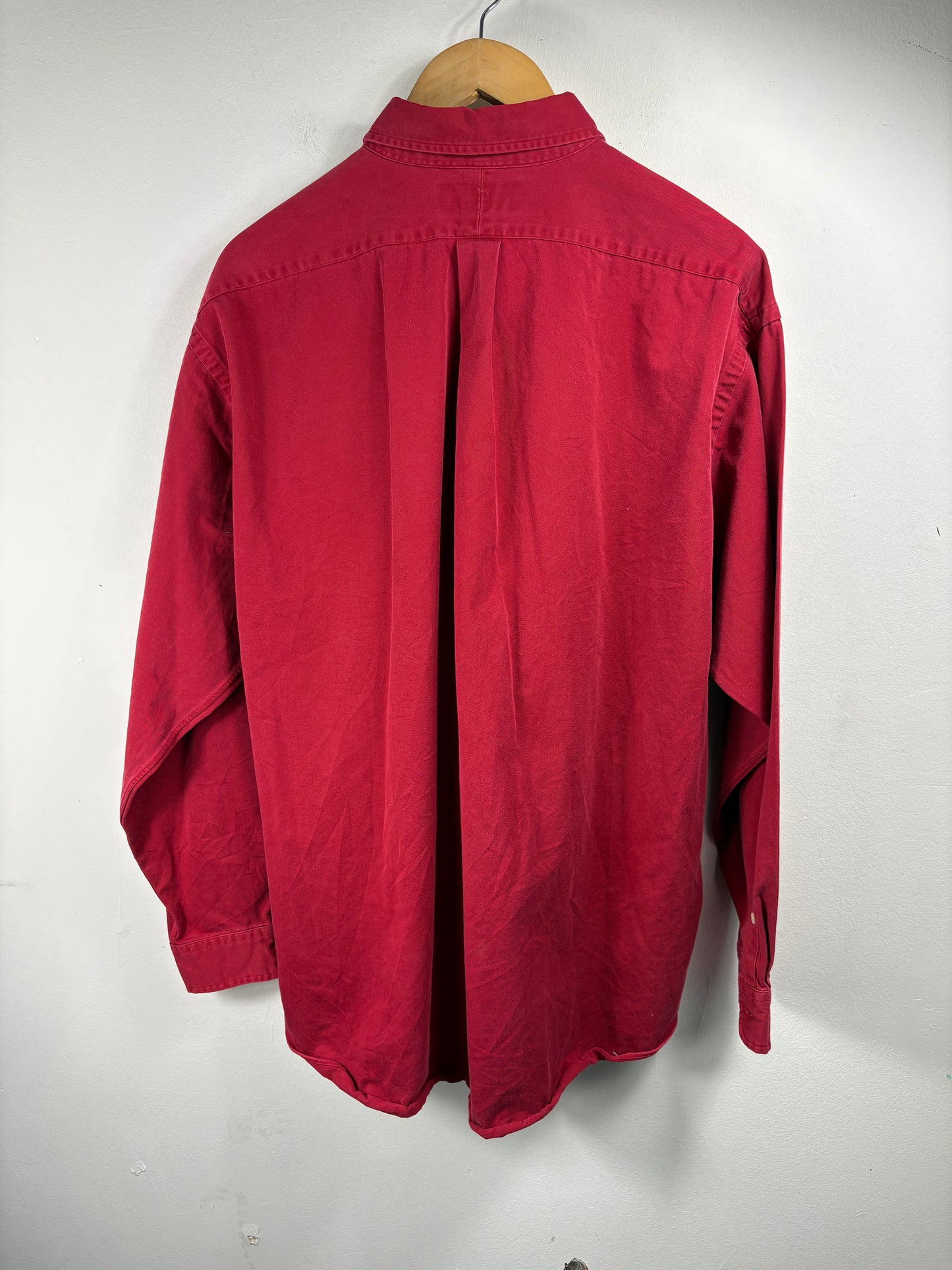 Ralph-Lauren Button-Up Shirt | Vintage Classic Long-Sleeve Red Oxford Shirt | Preppy Casual Top