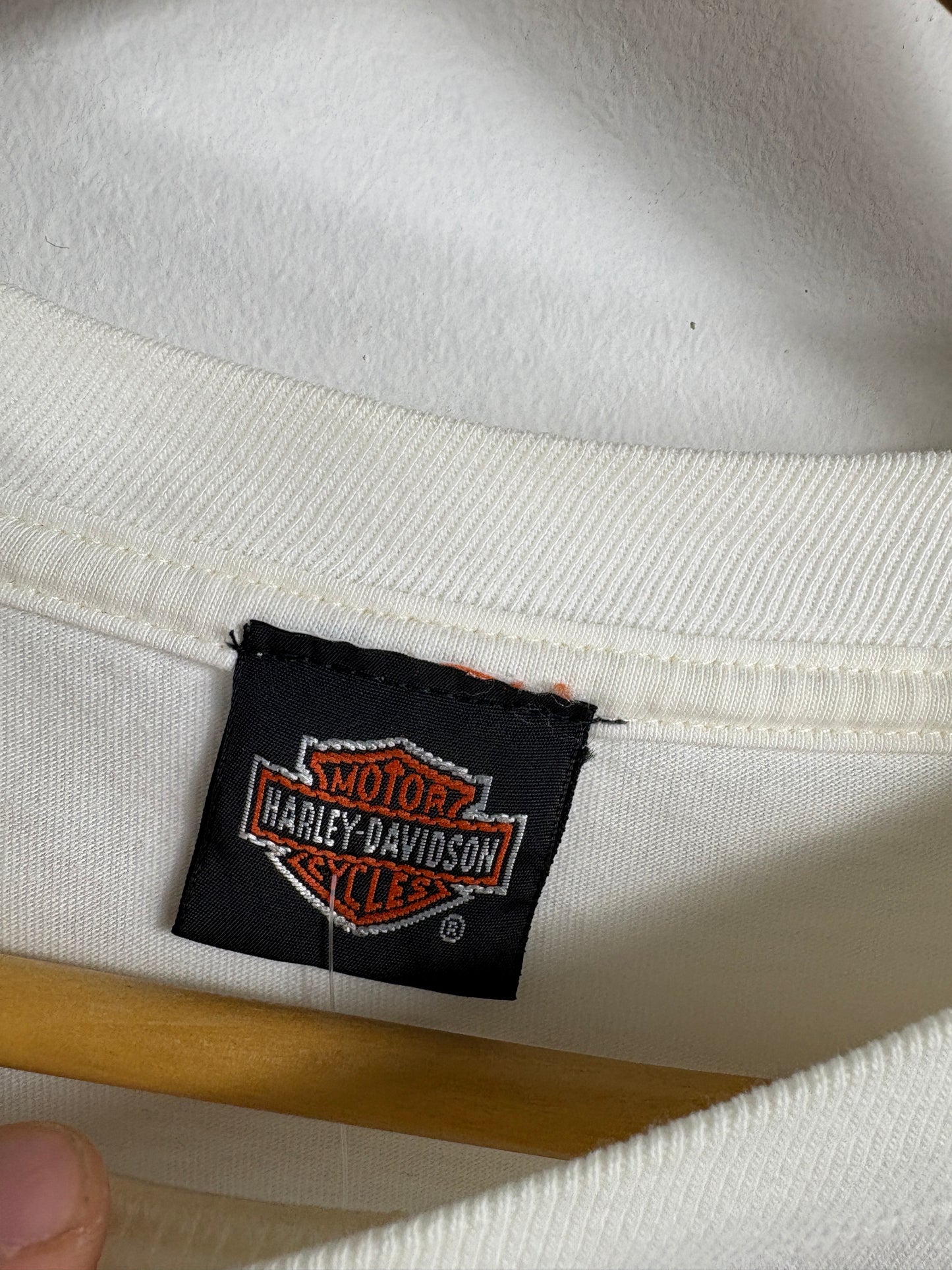 Harley-Davidson Hawaiian Isle T-Shirt | Vintage 90s Biker Graphic Tee | Motorcycle Club Shirt | Palm Tree Design