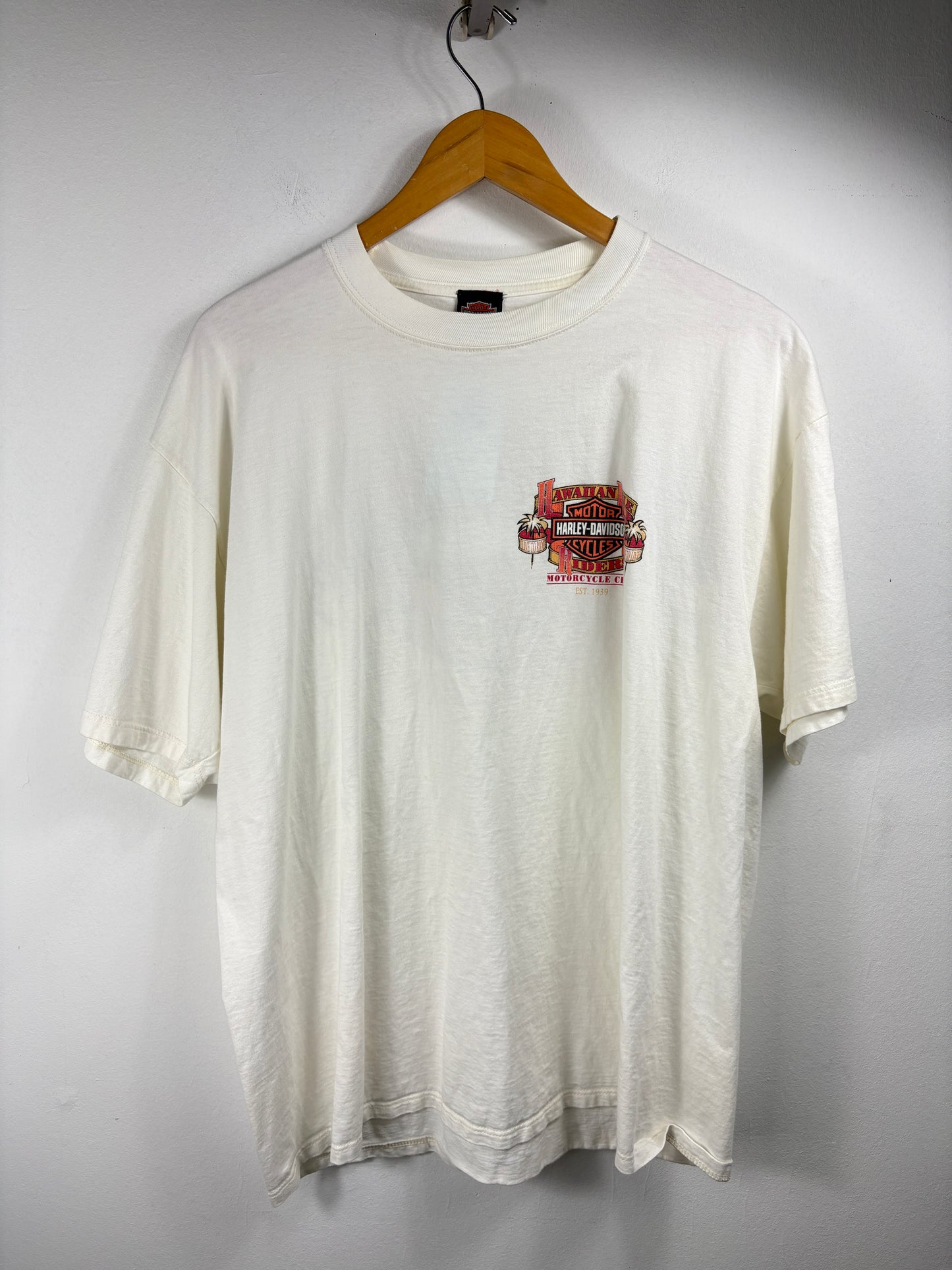 Harley-Davidson Hawaiian Isle T-Shirt | Vintage 90s Biker Graphic Tee | Motorcycle Club Shirt | Palm Tree Design