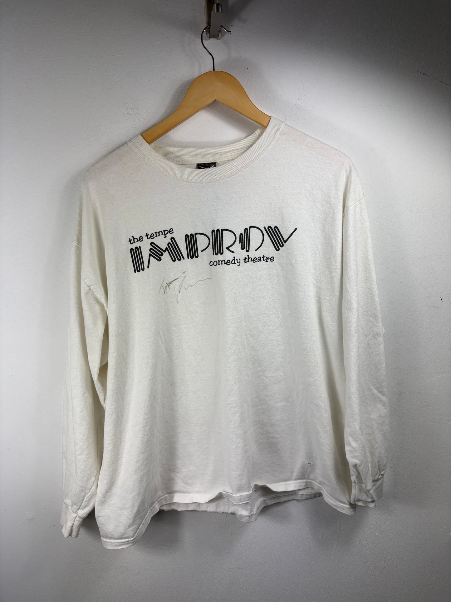 Improv Comedy Theatre Long Sleeve T-Shirt | Vintage Tempe Graphic Top | Signed Stand-Up Club Tee