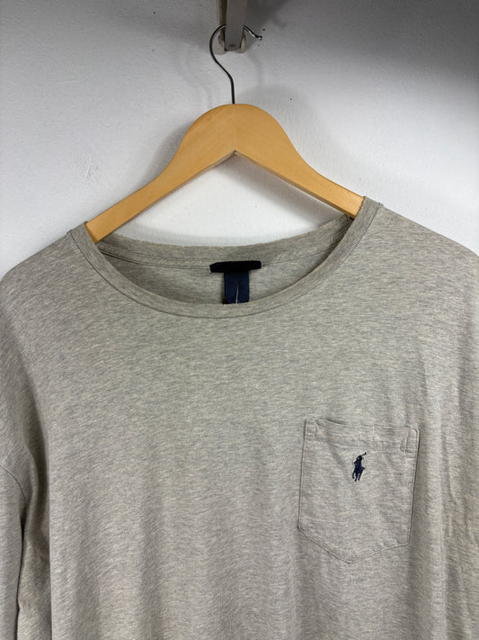 Polo-Ralph-Lauren Long Sleeve Shirt | Vintage Classic Embroidered Pocket Tee | Neutral Essentials Top