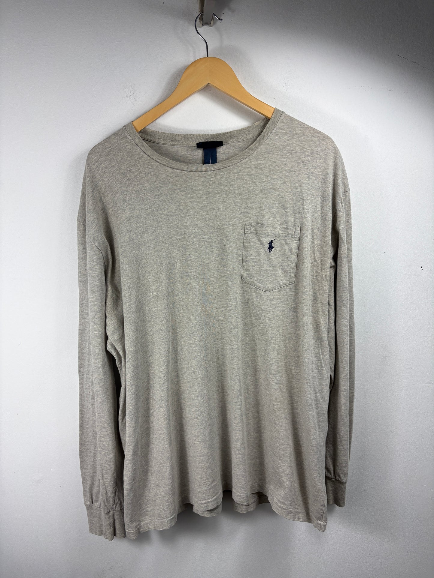 Polo-Ralph-Lauren Long Sleeve Shirt | Vintage Classic Embroidered Pocket Tee | Neutral Essentials Top