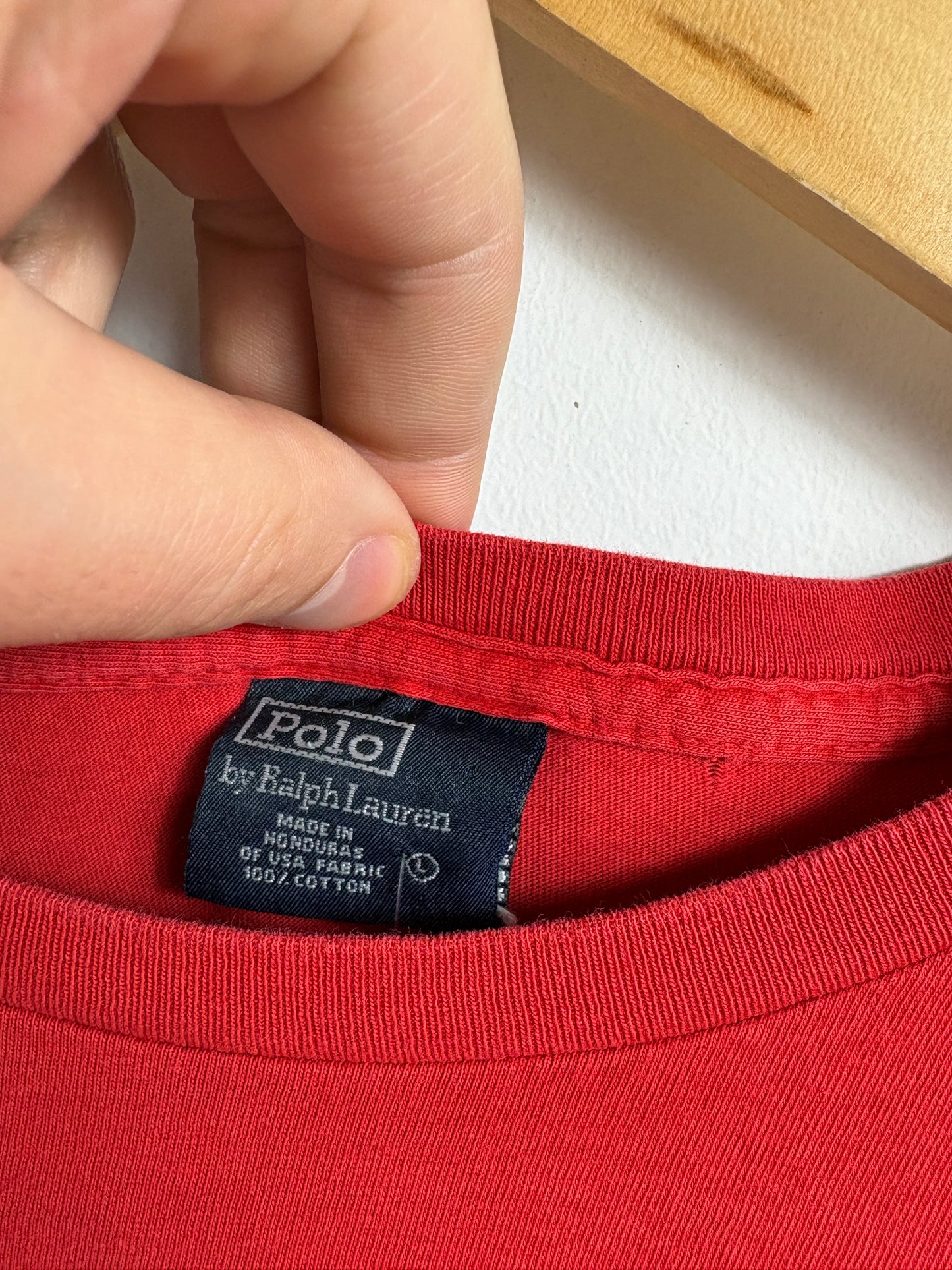 Polo-Ralph-Lauren Pocket T-Shirt | Vintage Classic Red Short Sleeve Tee | Embroidered Logo Casual Top