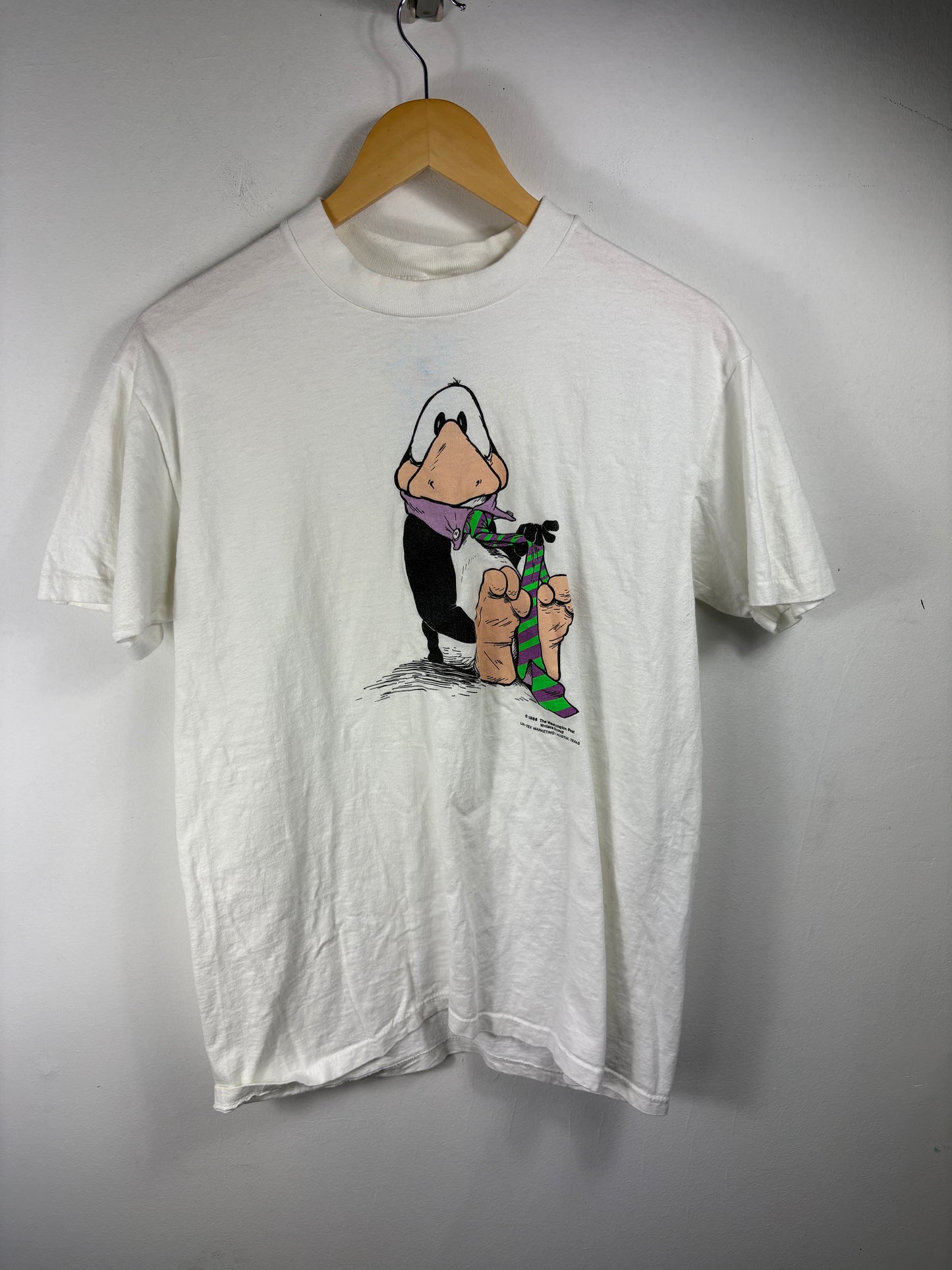 Opus Penguin T-Shirt | Vintage 1980s Cartoon Comic Graphic Tee | Classic Novelty Unisex Top