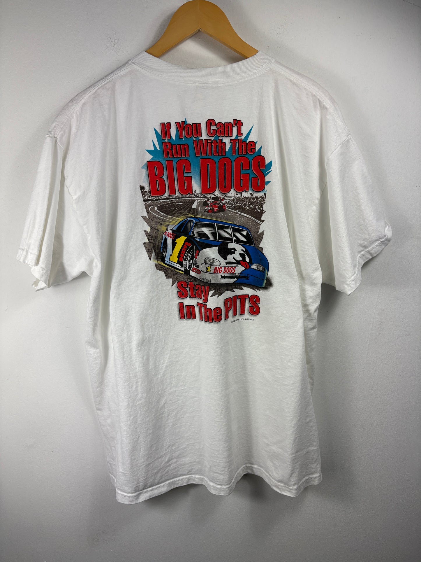 Big-Dogs Racing T-Shirt | Vintage 90s Race Car Graphic Tee | Motorsports Big Print Shirt