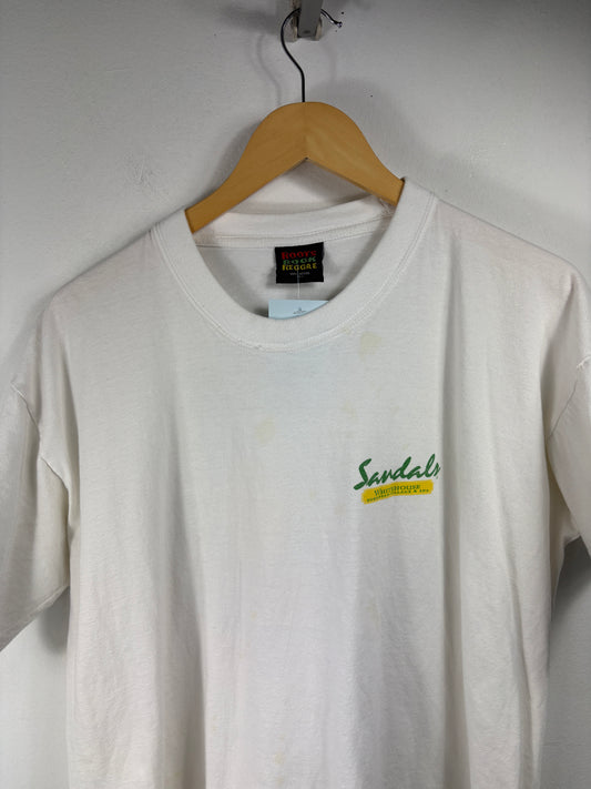 Sandals Whitehouse T-Shirt | Vintage 90s Resort Graphic Tee Parrot Print | Roots Reggae Jamaica Souvenir Shirt