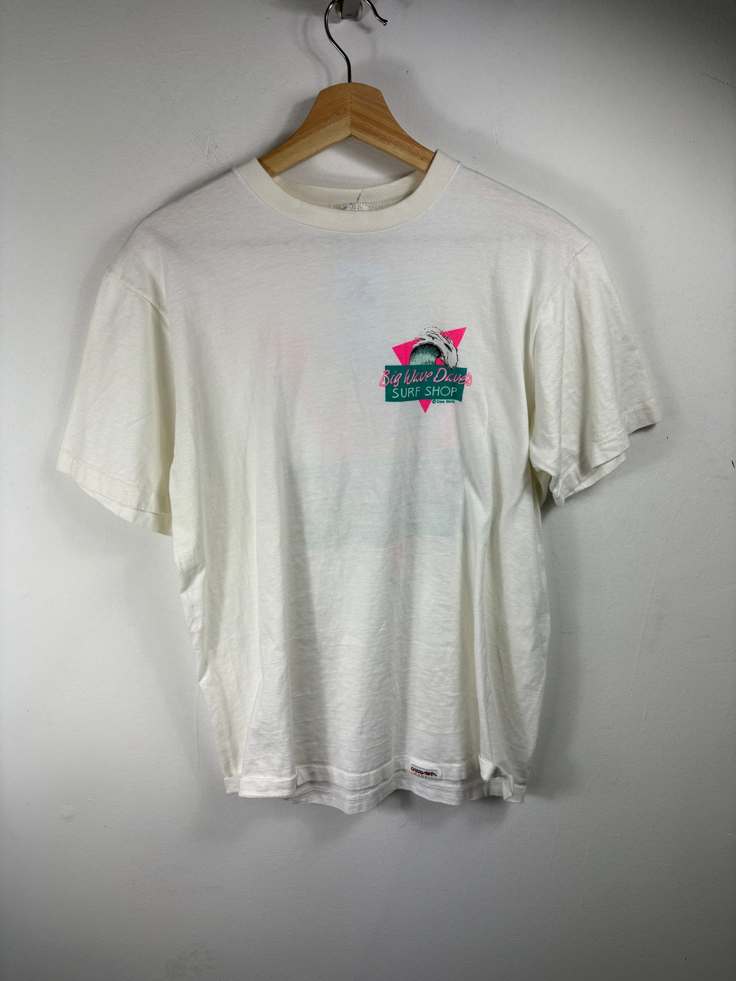 Big-Wave-Daves Surf Shop T-Shirt | Vintage 1980s Neon Graphic Tee | Hawaii Surfwear